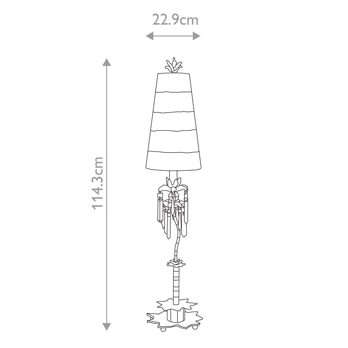 Tischlampe „Birdland“ mit 1 Licht, Creme und Gold mit creme- und taupefarbenem gestreiftem Schirm