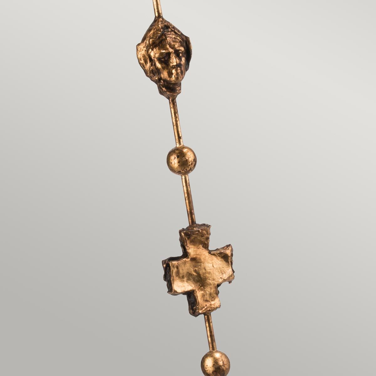 Fragment 1-flammige Stehlampe - Gealtertes Gold mit Blattgold und umbrafarbenem Glasurschirm