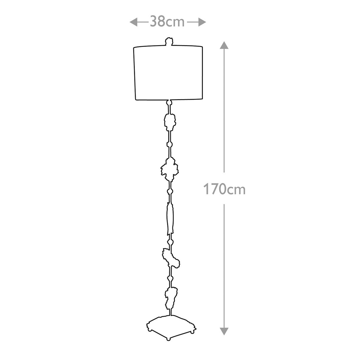 Fragment 1-flammige Stehlampe - Gealtertes Gold mit Blattgold und umbrafarbenem Glasurschirm