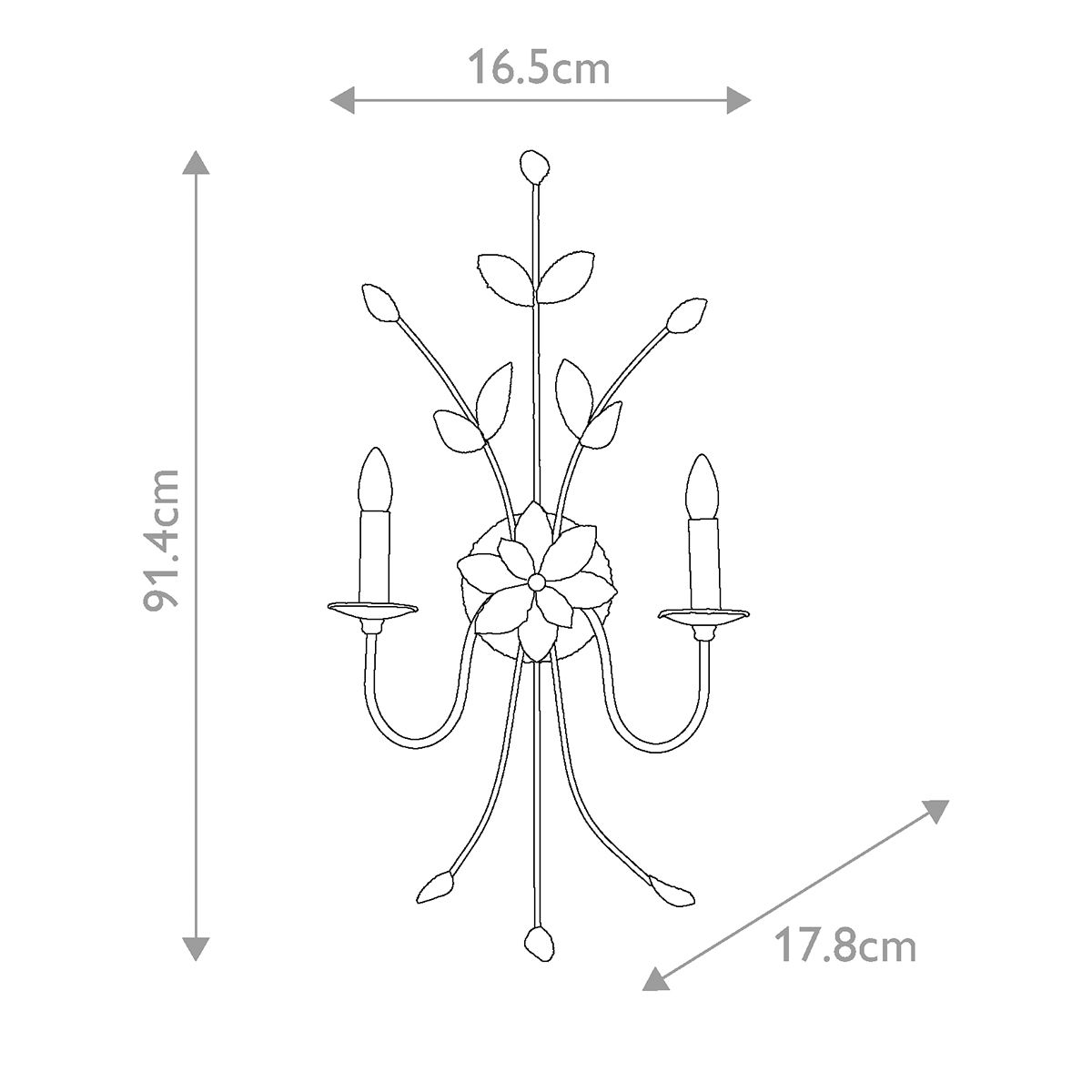 Simone 2-flammige Wandleuchte - Rotguss und Gold