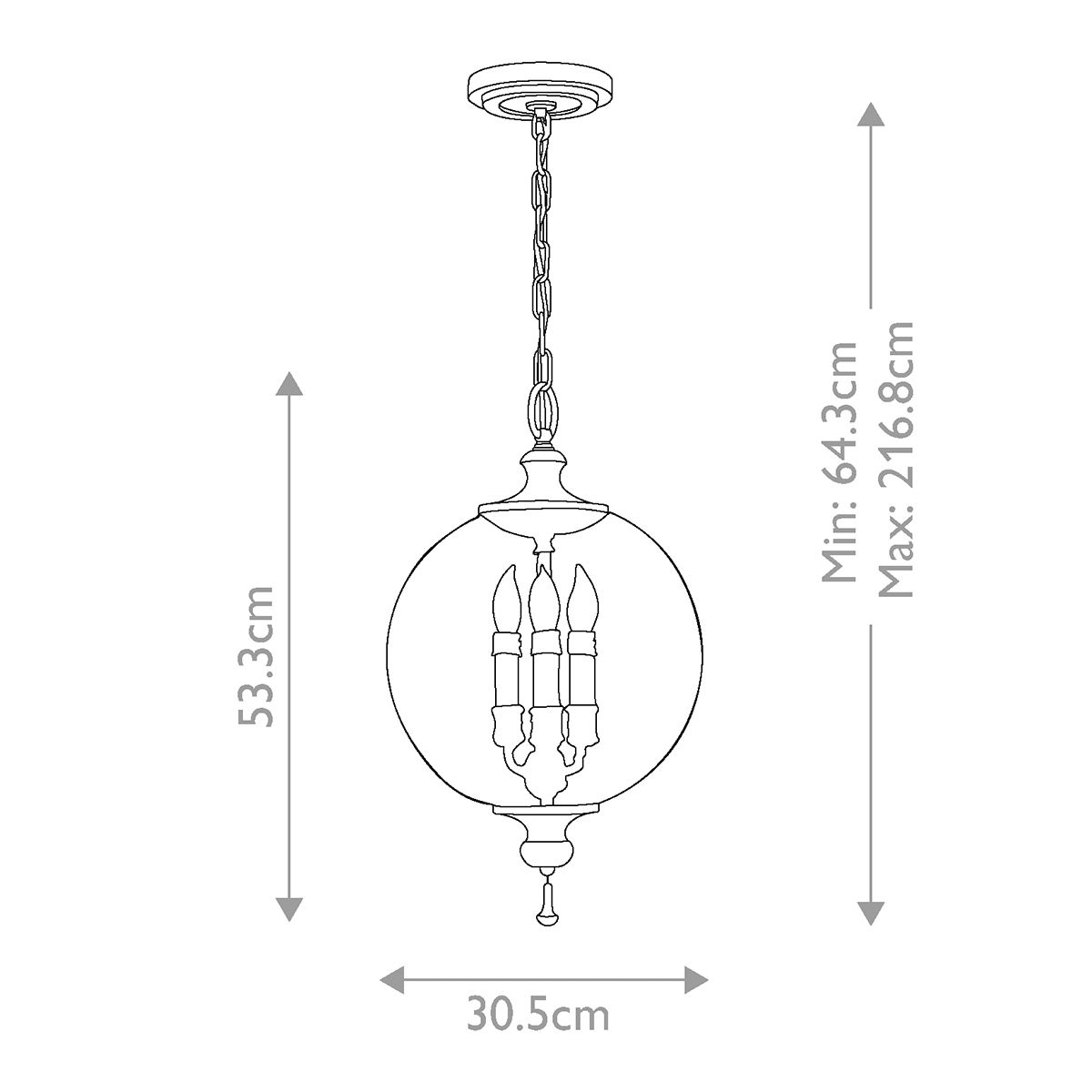 Argento 3-flammige Pendelleuchte - Oxidiertes Silberblatt