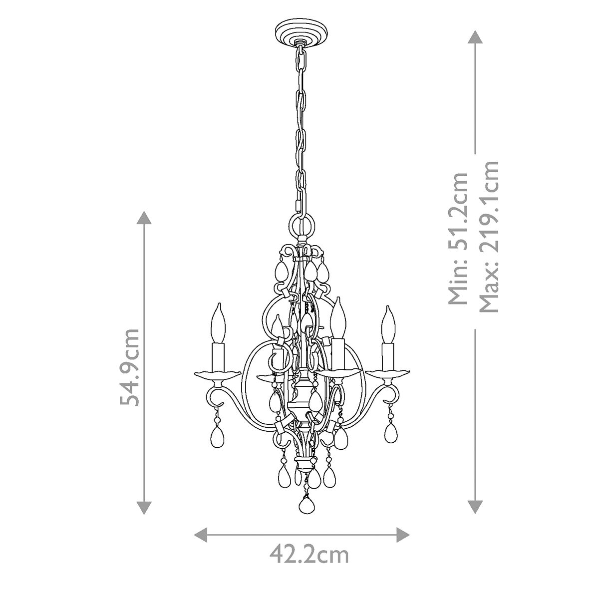 Chateau Kronleuchter mit 4 Lichtern, Mokka-Bronze