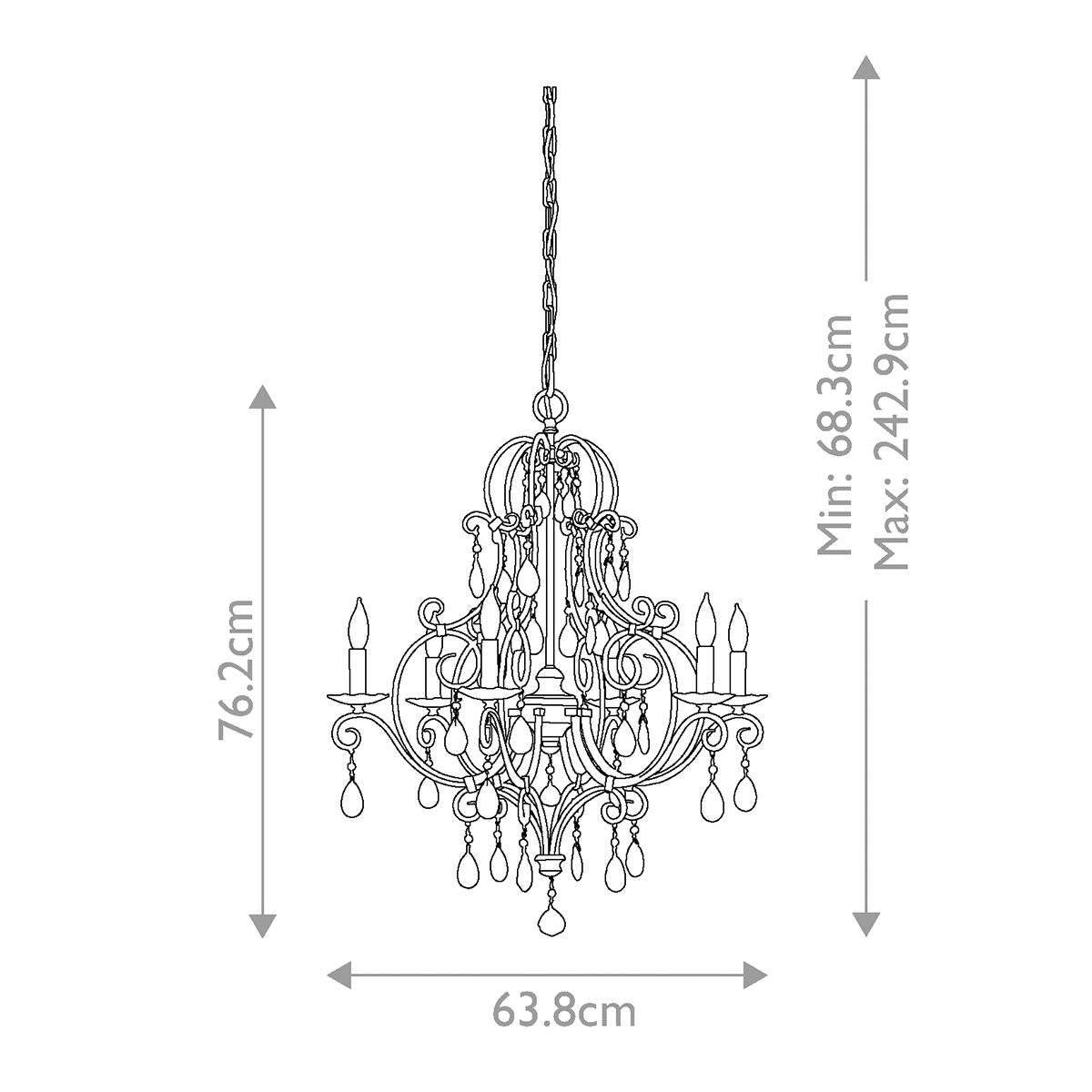 Chateau Kronleuchter mit 6 Lichtern, Mokka-Bronze