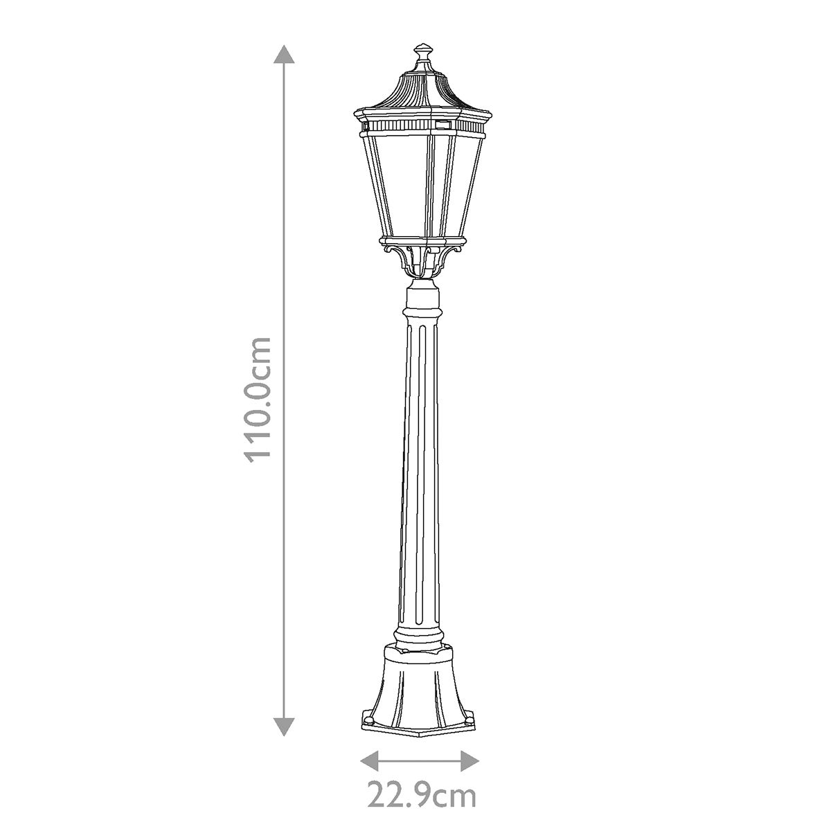 Cotswold Lane 2-flammige mittelgroße Säule - Schwarz