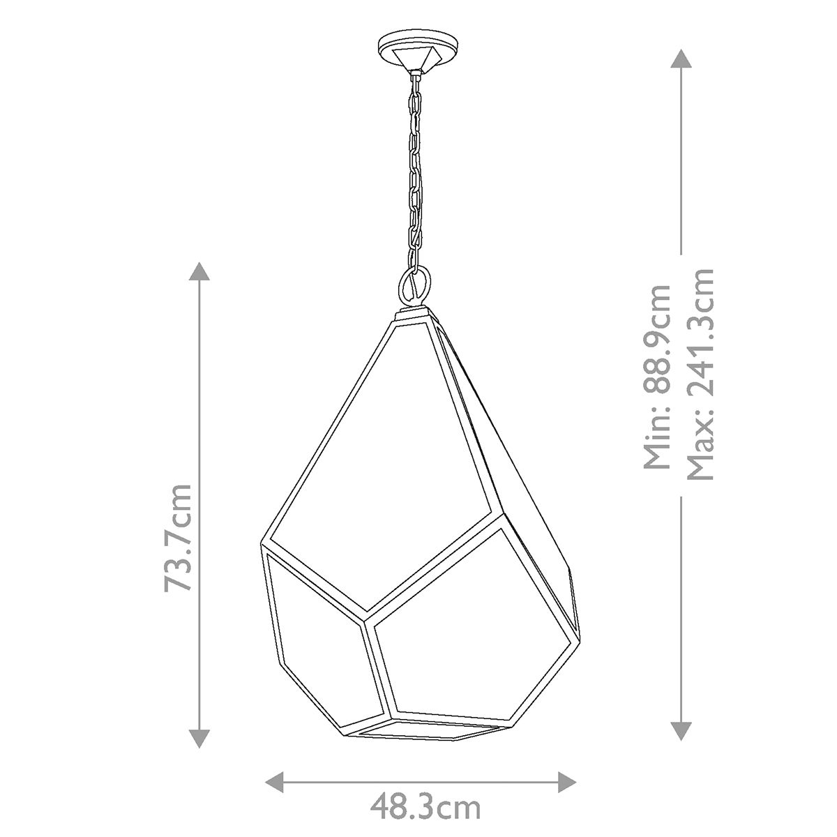 Große Pendelleuchte Diamond mit 4 Lichtern, poliertes Nickel