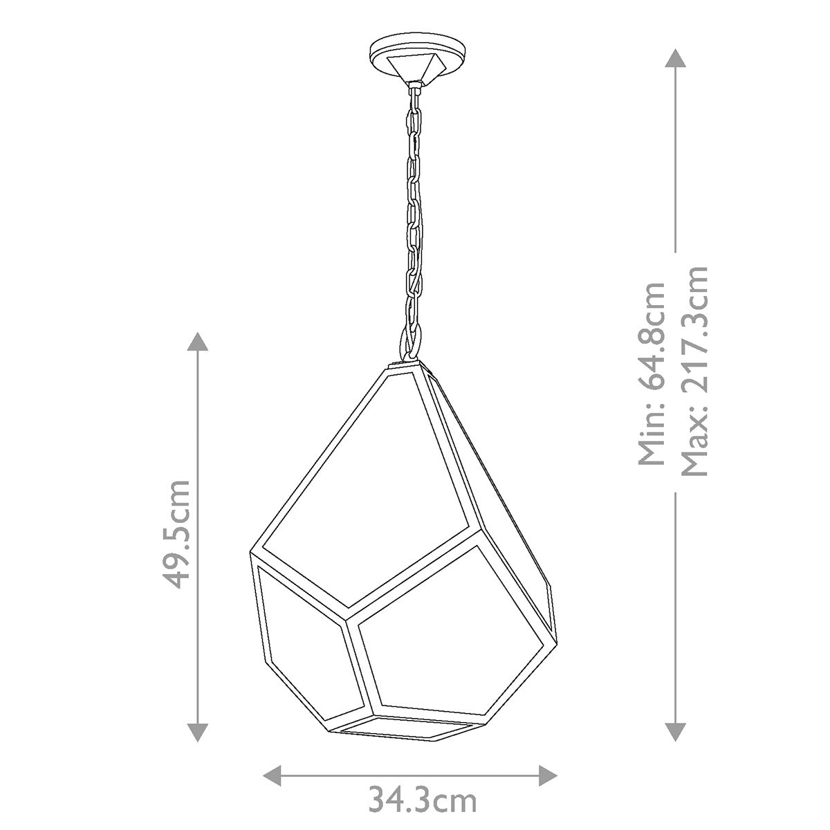 Diamond Pendelleuchte, 1-flammig, mittelgroß, poliertes Nickel