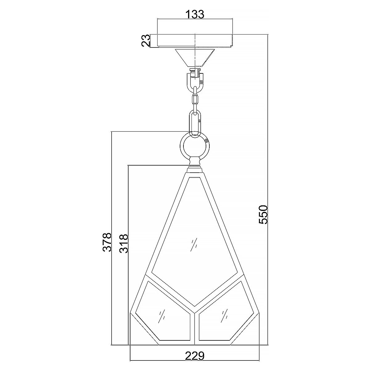 Kleine Pendelleuchte Diamond 1-flammig - Poliertes Nickel