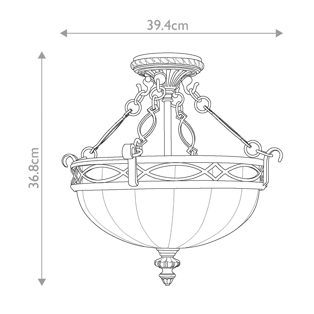 Drawing Room 2 Light Flush - Walnuss im traditionellen Edwardianischen Stil