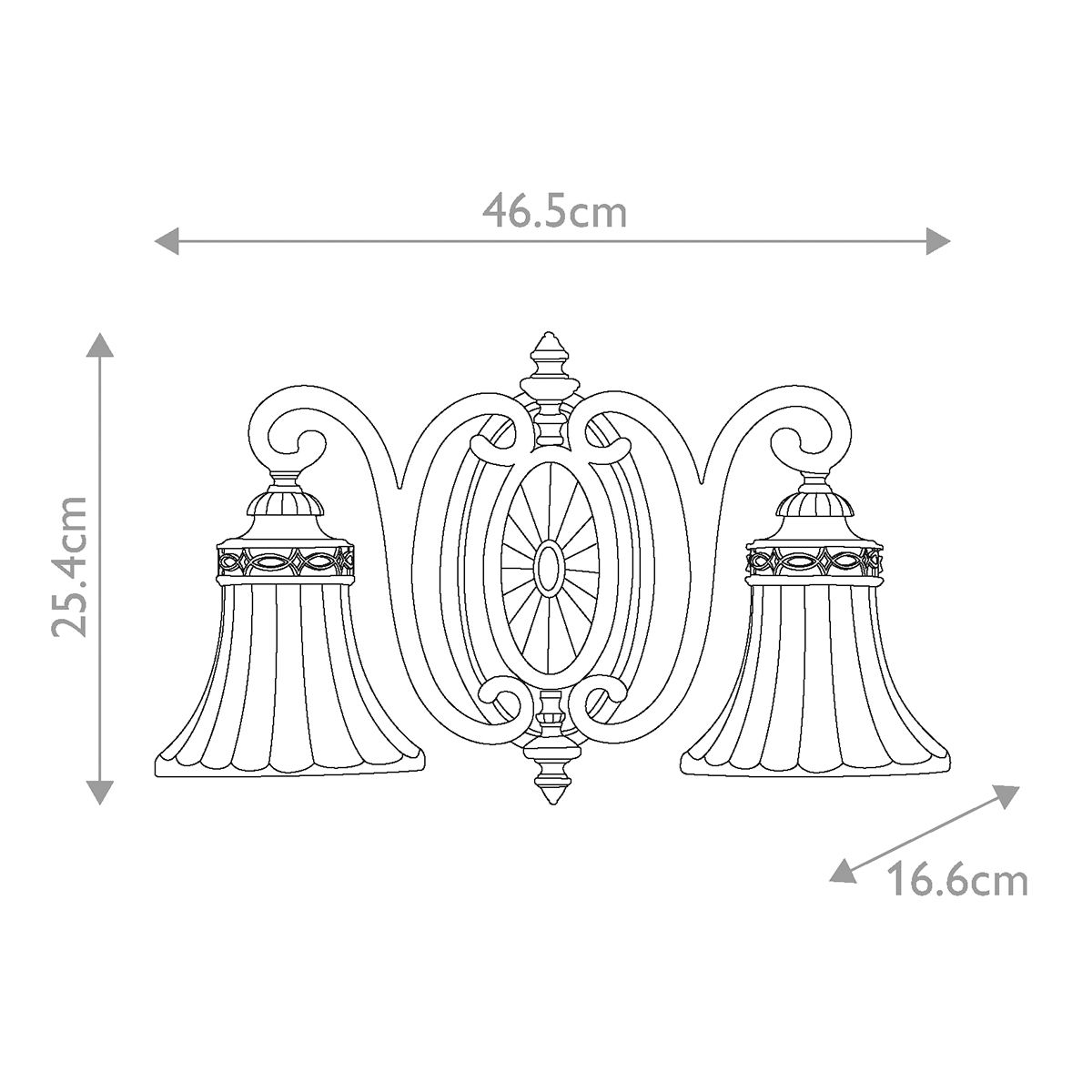 Drawing Room 2-flammige Wandleuchte - Walnuss im traditionellen Edwardianischen Stil