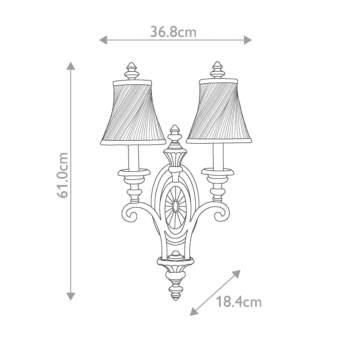 Drawing Room 2-flammige Wandleuchte - Walnuss