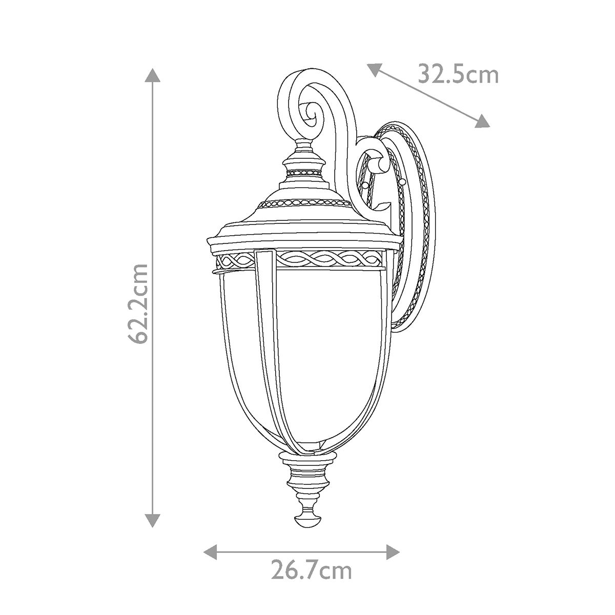 English Bridle 3-flammige große Wandlaterne - Schwarz