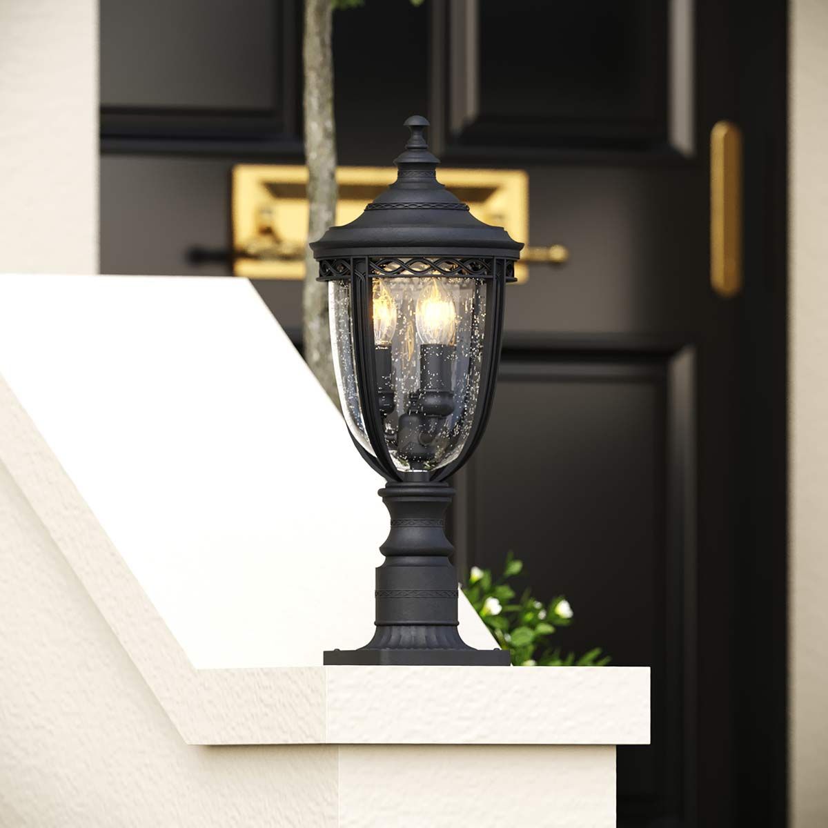 English Bridle 3 Light Medium Pedestal - Schwarz