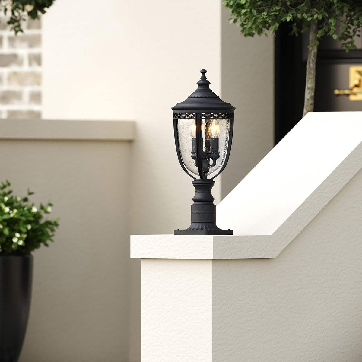 English Bridle 3 Light Medium Pedestal - Schwarz