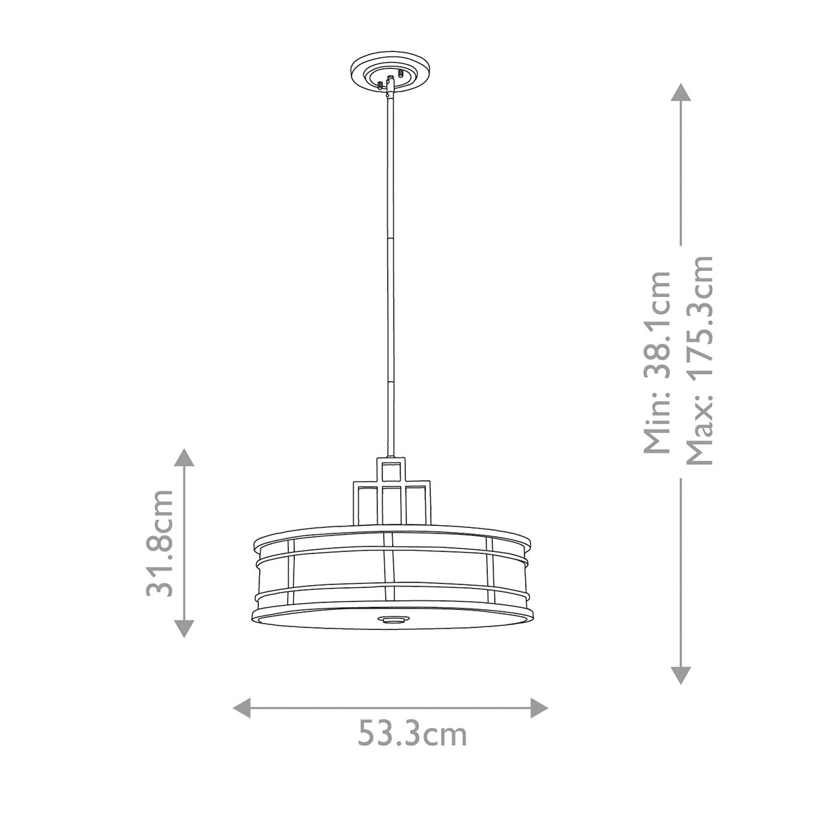 Fusion Pendelleuchte, 3-flammig, groß, Messing natur lackiert