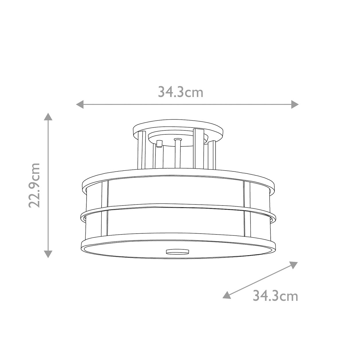 Fusion 3-flammige Halbdeckenleuchte, Messing natur lackiert