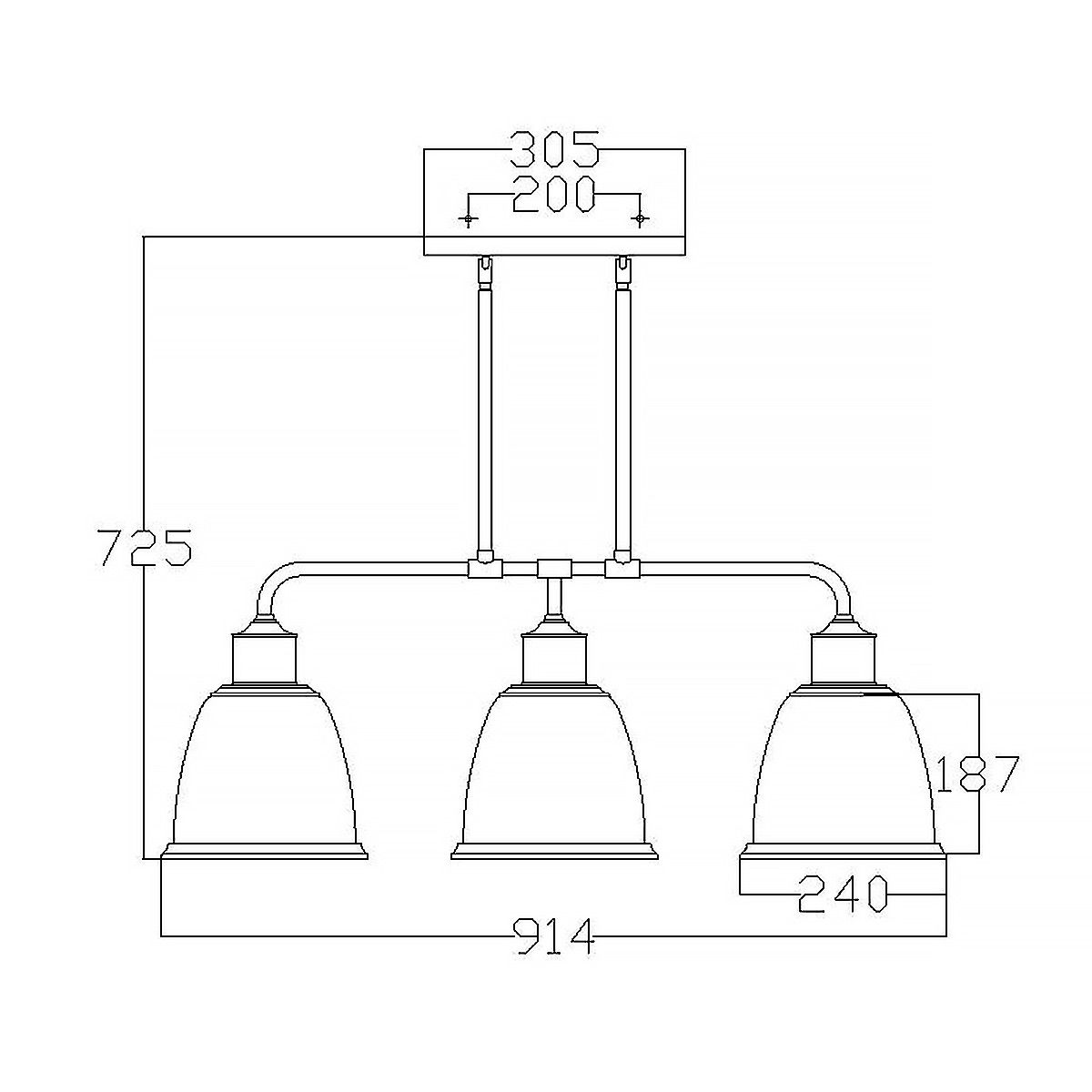 Inselleuchte Hobson mit 3 Lichtern, gealtertes Messing