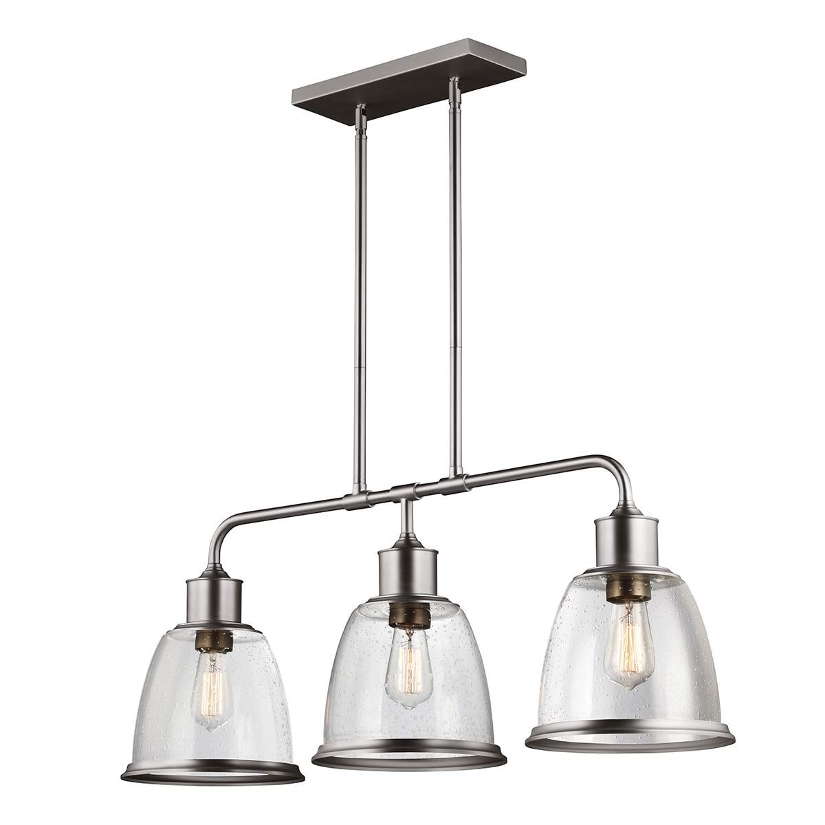 Inselleuchte Hobson mit 3 Lichtern, Satin-Nickel