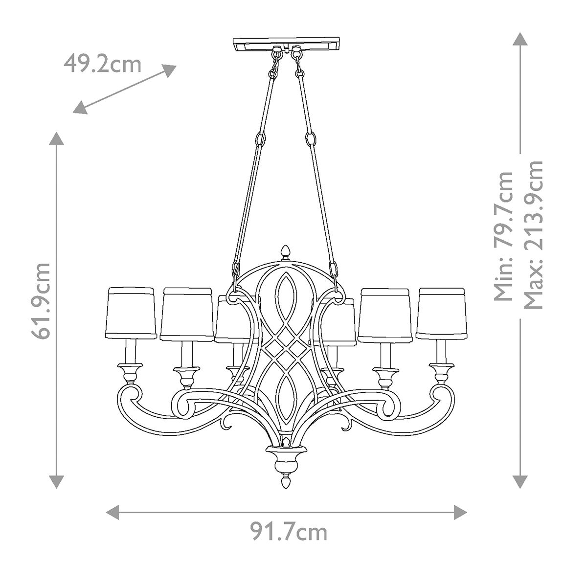 Kronleuchter Justine mit 6 Lichtern, Astralbronze