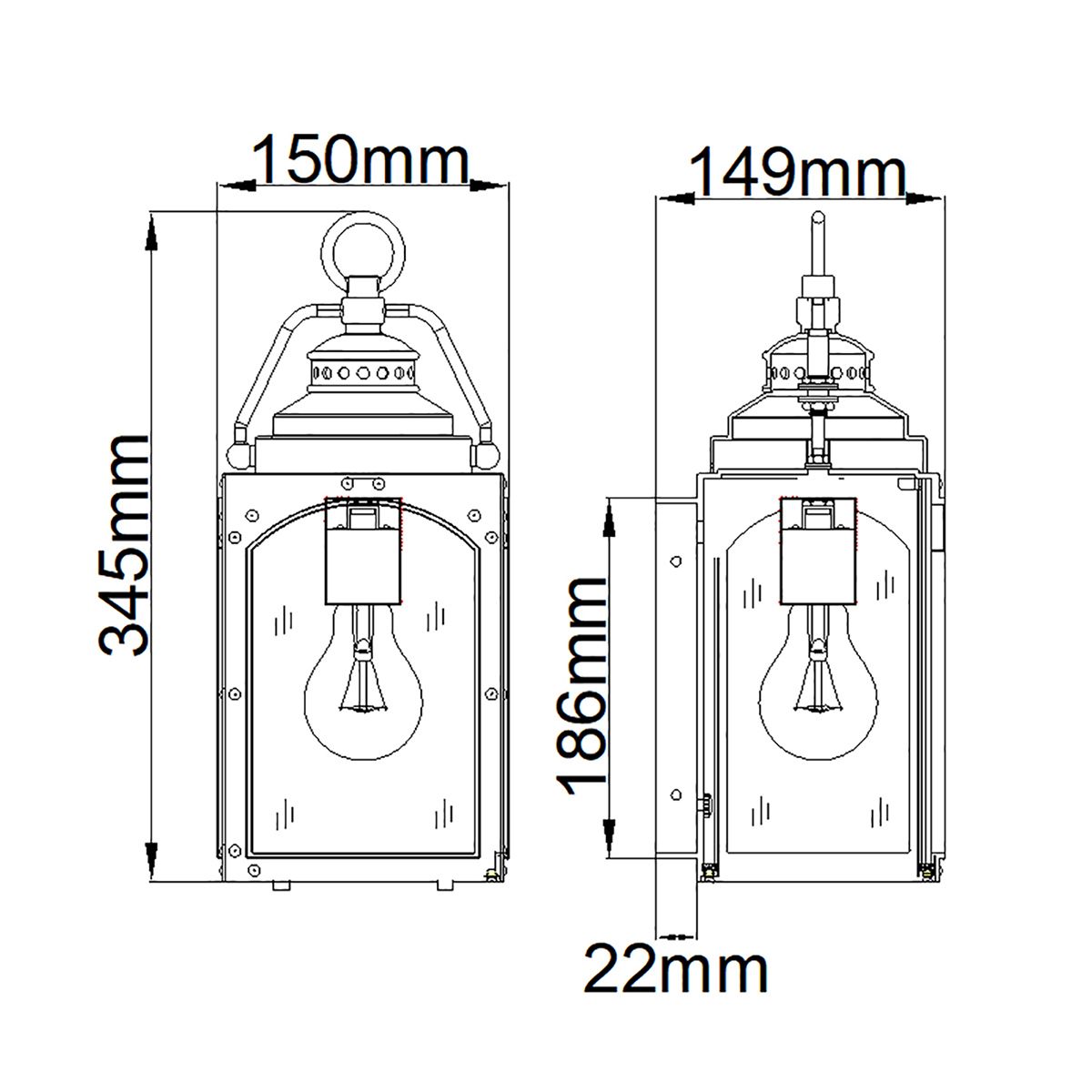 Randhurst Kleine Wandlaterne mit 1 Licht, Kupferoxid