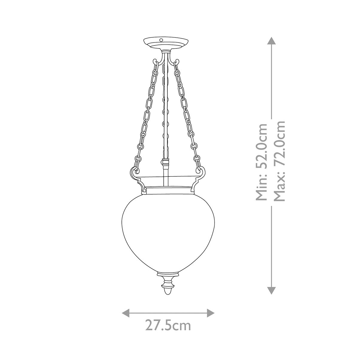 Finsbury Park Pendelleuchte, 3 Lichter, mittelgroß, Altbronze