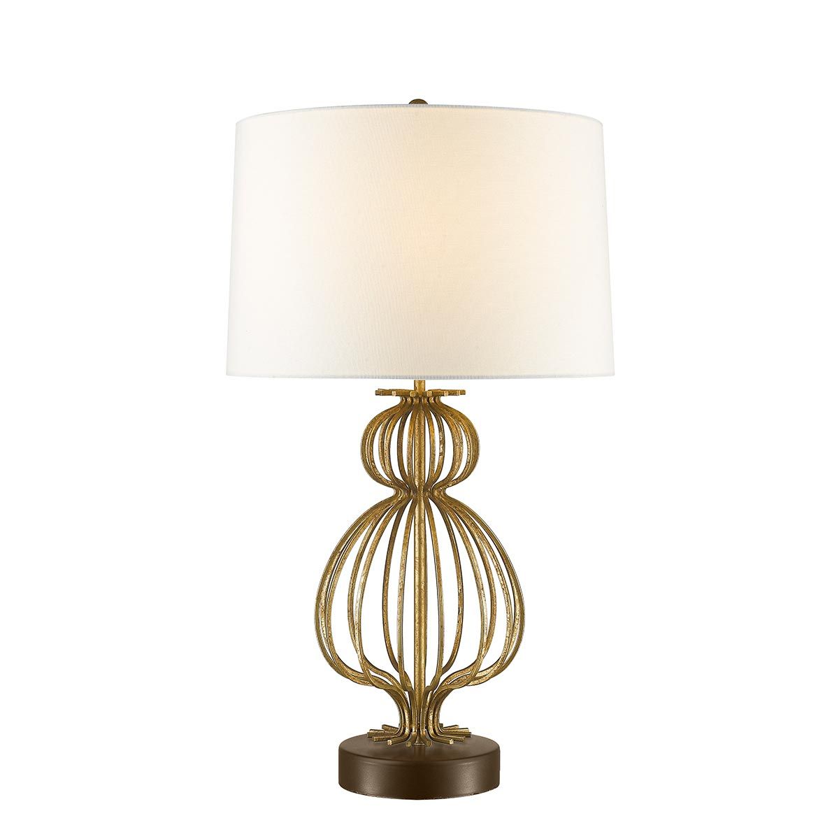 Tischlampe Lafitte mit 1 Flamme, Antik-Gold mit cremefarbenem Schirm