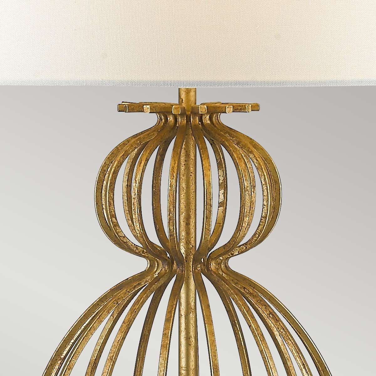 Tischlampe Lafitte mit 1 Flamme, Antik-Gold mit cremefarbenem Schirm