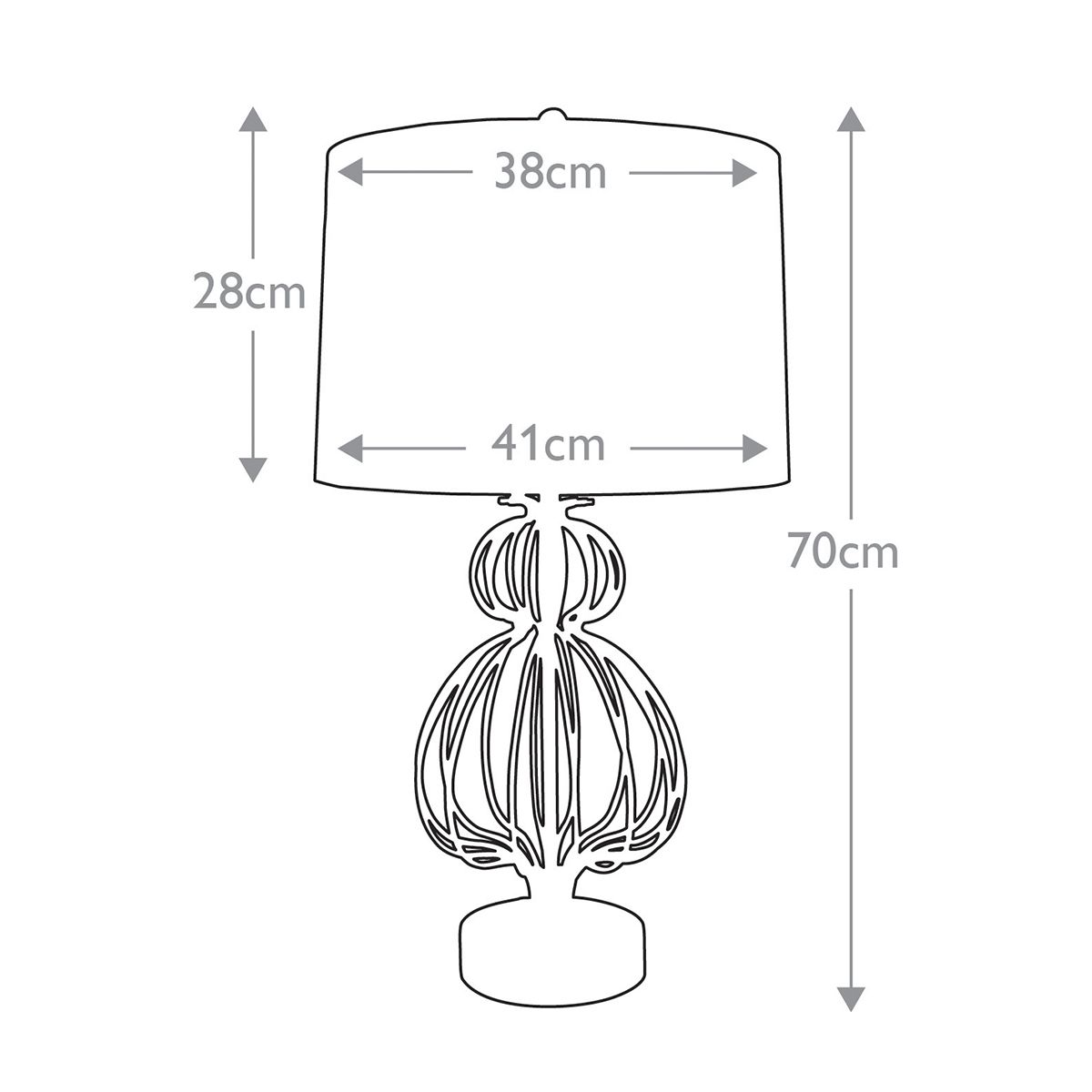 Tischlampe Lafitte mit 1 Flamme, Antik-Silber mit cremefarbenem Schirm