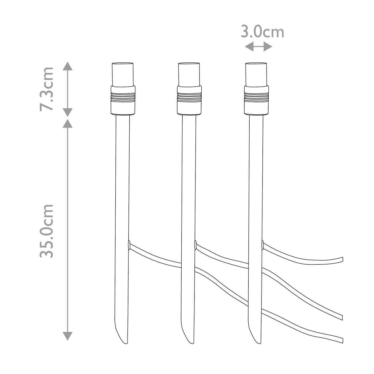 Ambleside Starter Kit inklusive 3 x 12 V Umgebungslichter und 3 x Spikes – eloxiertes Aluminium