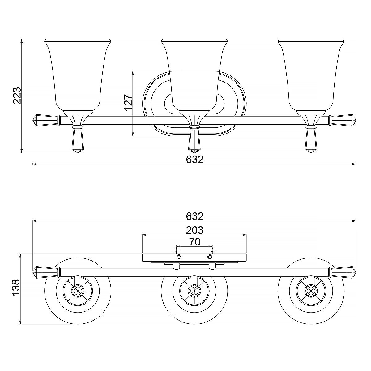 Blythe 3 Lichtleistenleuchte - Poliertes Chrom