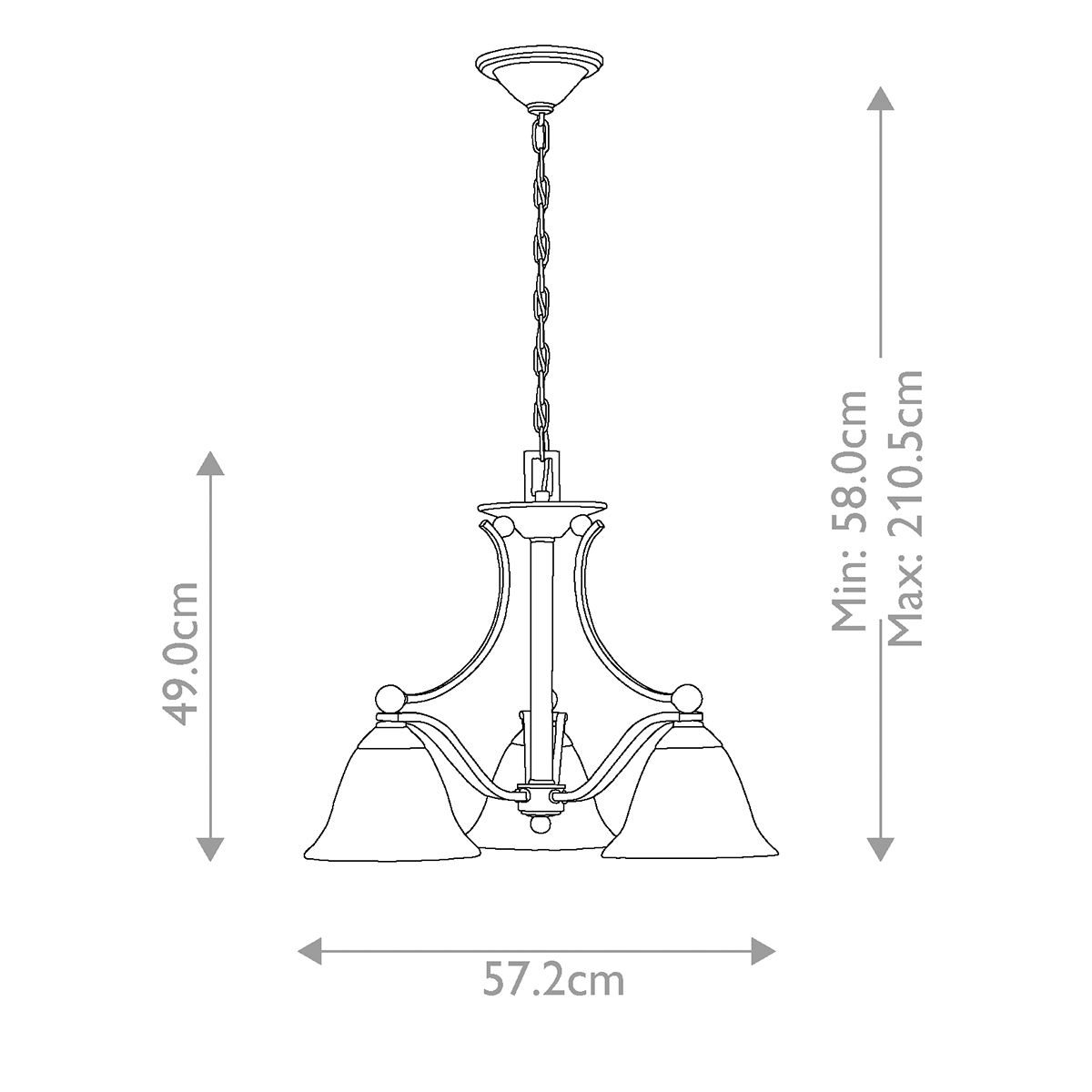 Bolla Kronleuchter mit 3 Lichtern, gebürstetes Nickel