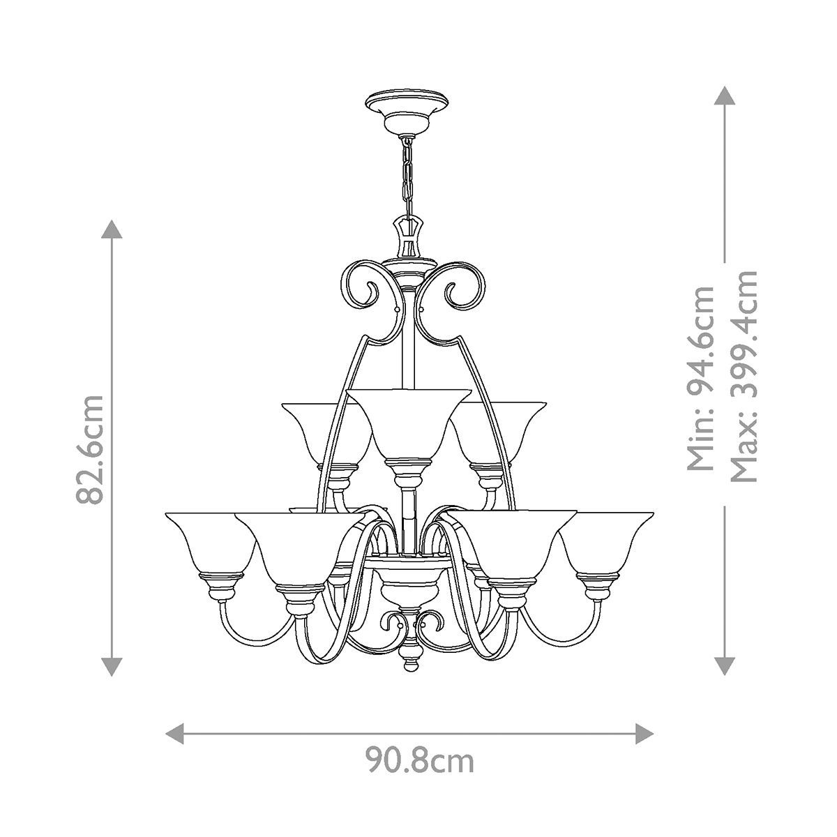 Kronleuchter Cello 9 Lichter - Antike Bronze