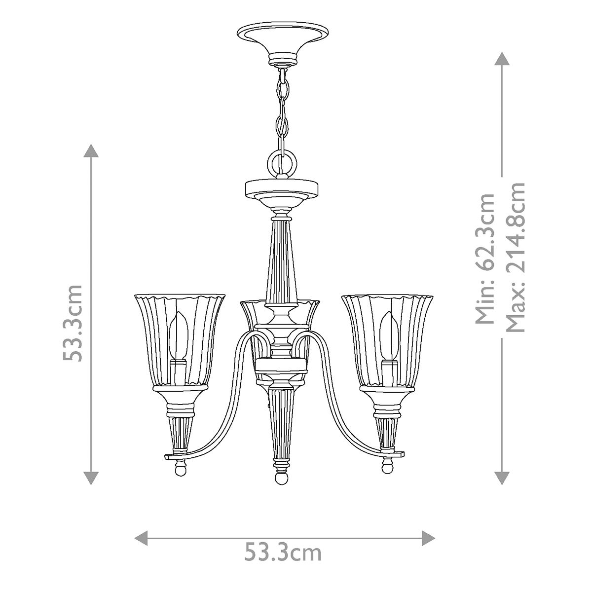 Chandon Kronleuchter mit 3 Lichtern - Sterling