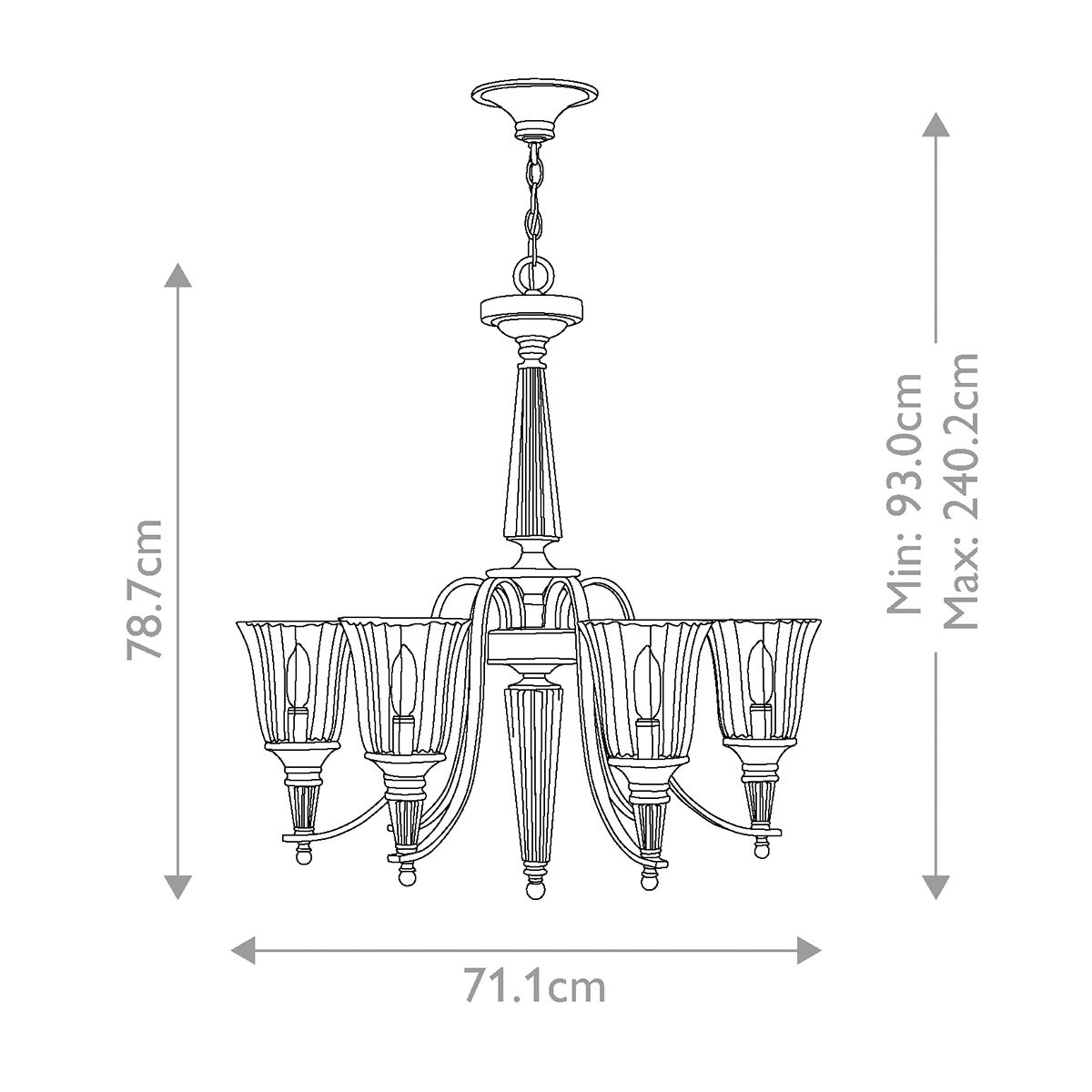 Chandon 6-flammiger Kronleuchter - Sterling