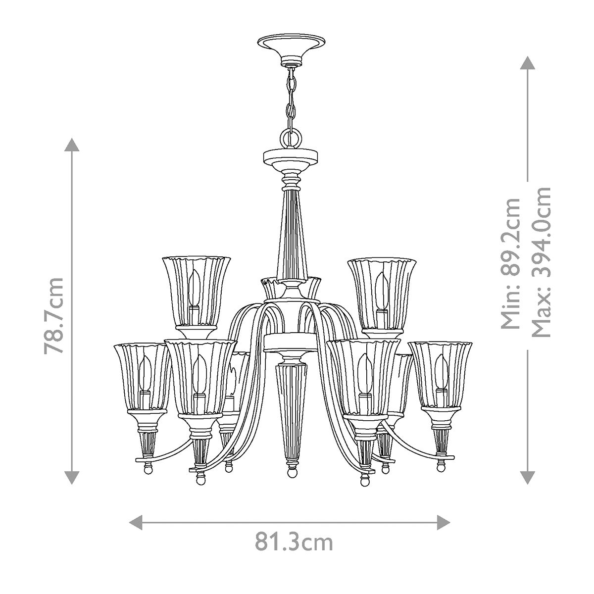 Chandon Kronleuchter mit 9 Lichtern - Sterling