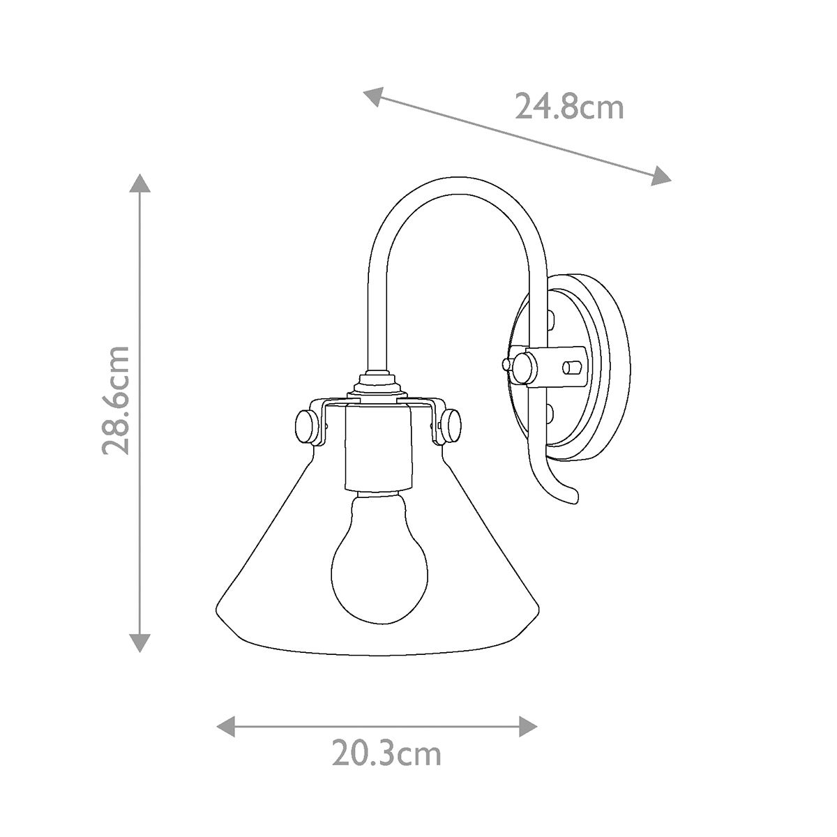 Congress 1-flammige Wandleuchte aus klarem Glas - Chrom