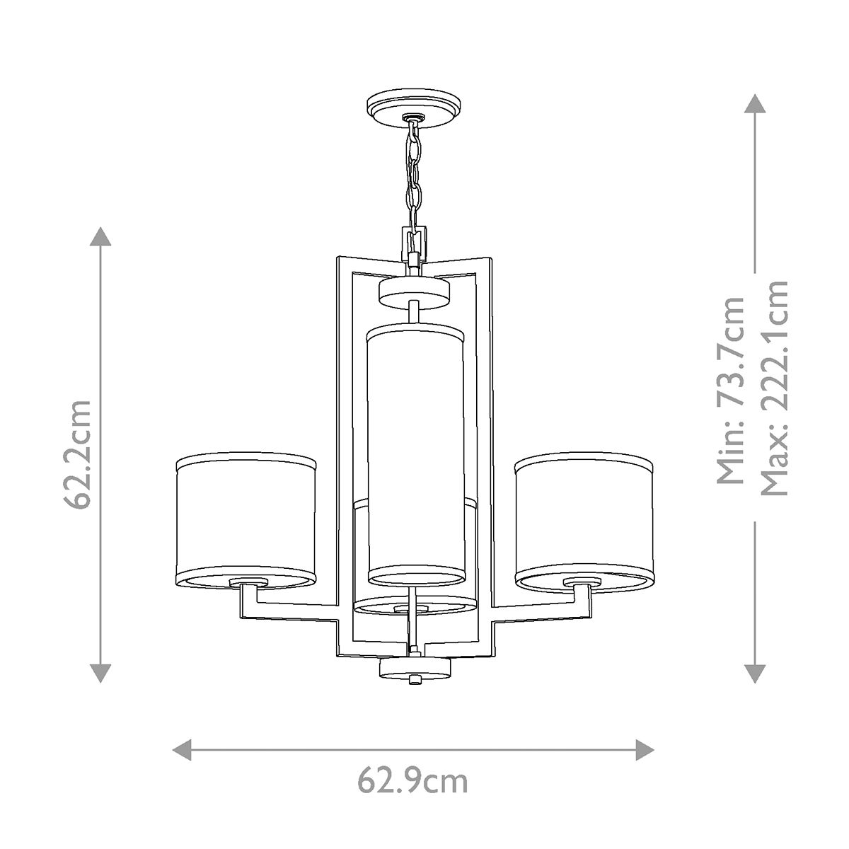 Hampton Kronleuchter mit 4 Lichtern, Antik-Nickel, Schirme in Elfenbein