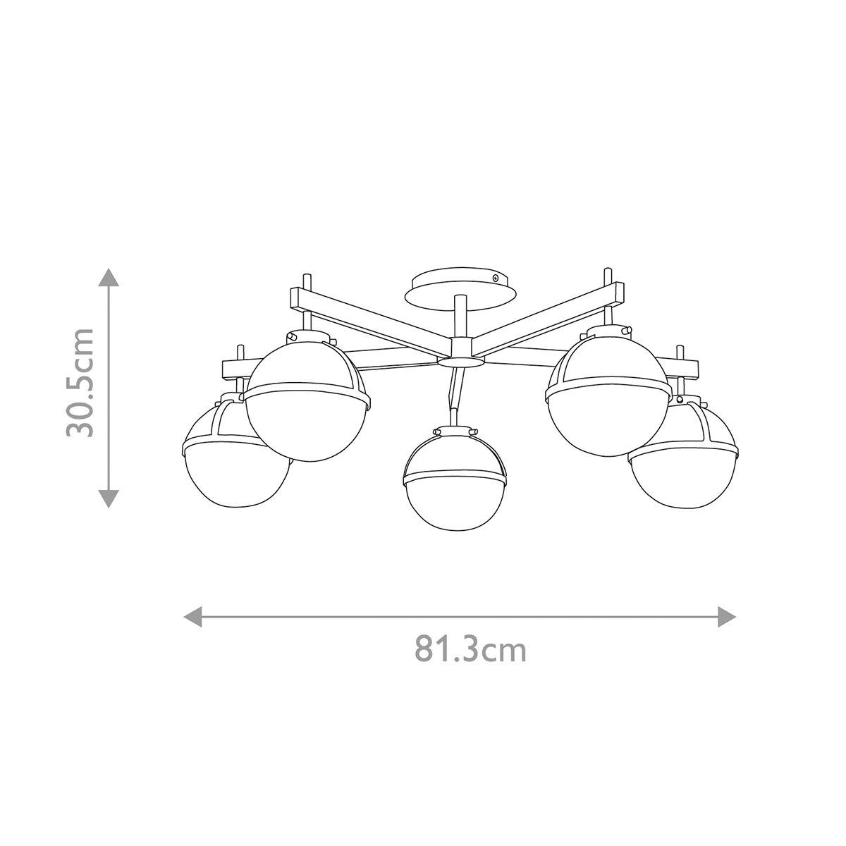 Hollis 5-flammige Halbdeckenleuchte - Heritage Brass