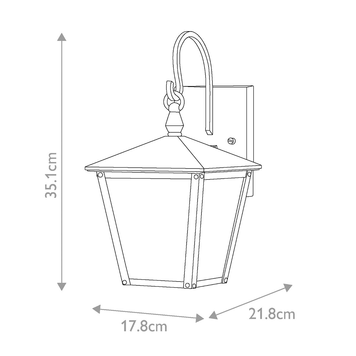 Huntersfield Kleine Wandlaterne mit 1 Licht, Schwarz