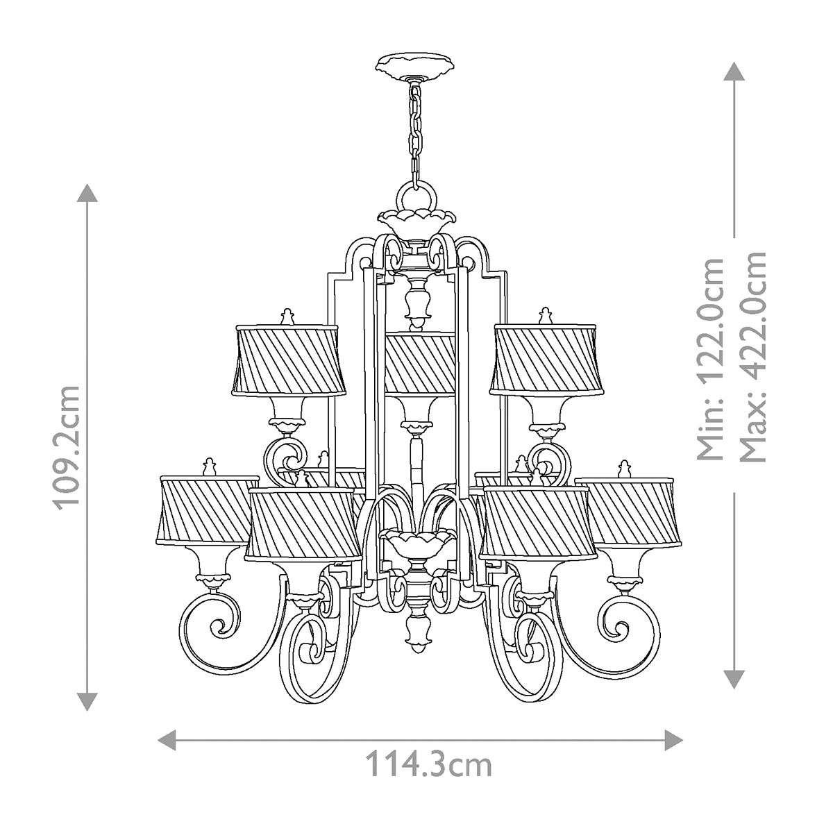 Kronleuchter Kingsley mit 9 Lichtern, Blattsilber