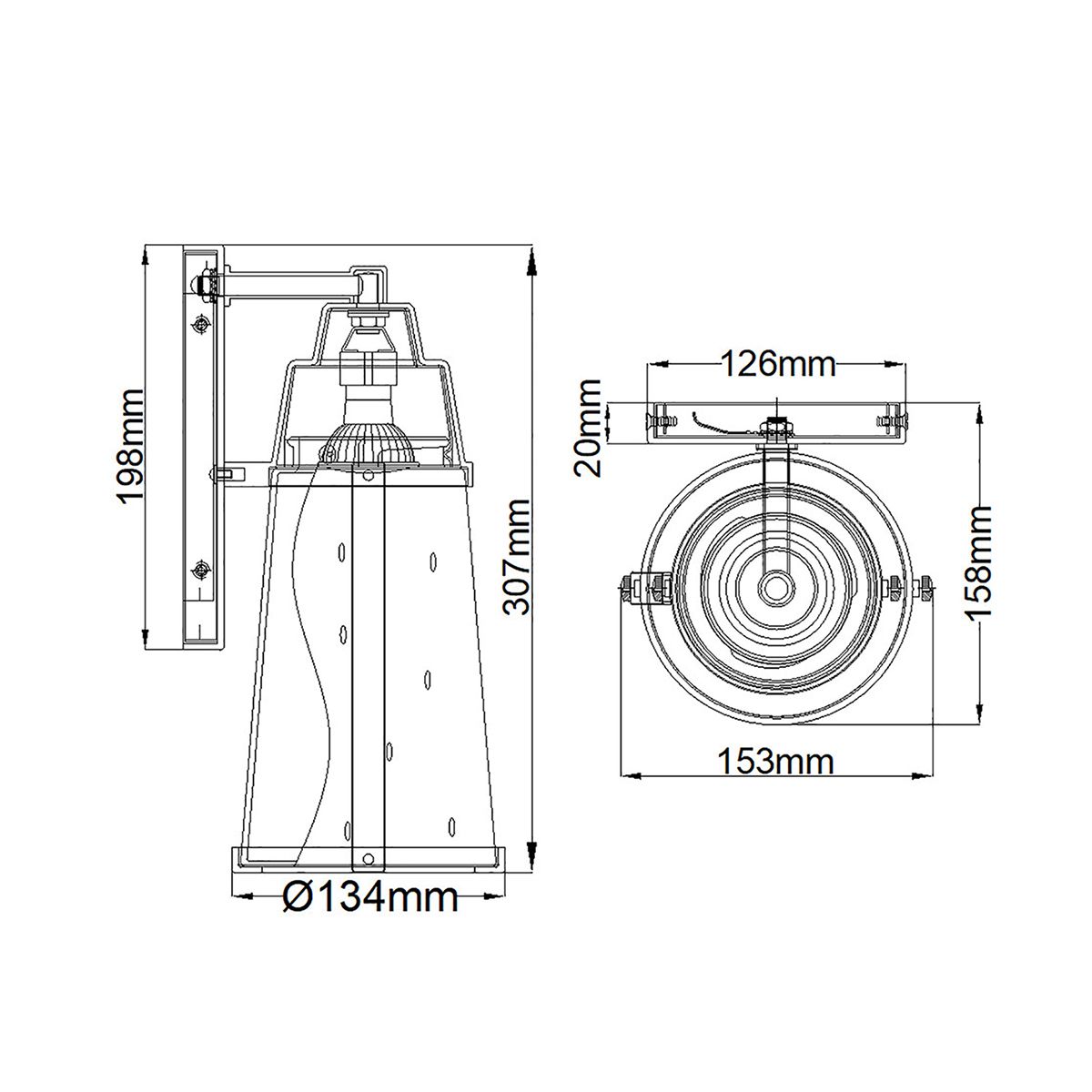 Miles 1-flammige Wandlaterne, satiniertes Nickel lackiert