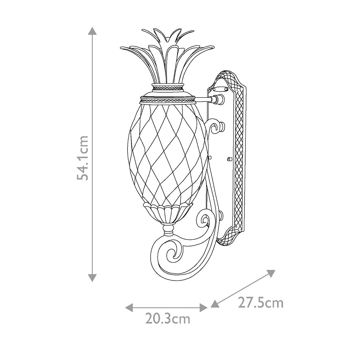 Plantation Wandlaterne, 1 l, mittelgroß, brünierte Bronze