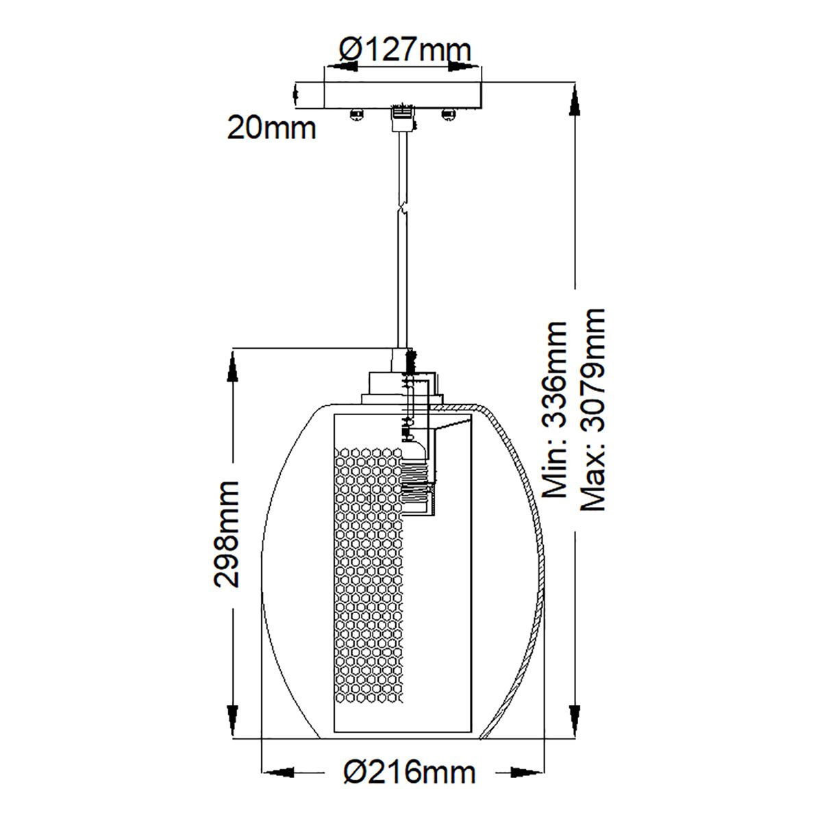 Asher 1-flammige Mini-Pendelleuchte - Antikes Zinn