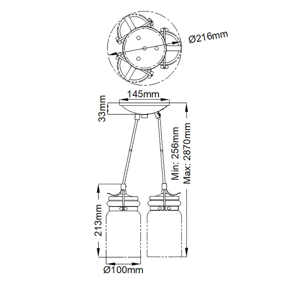 Brinley 3-flammige Pendelleuchte - Alte Bronze