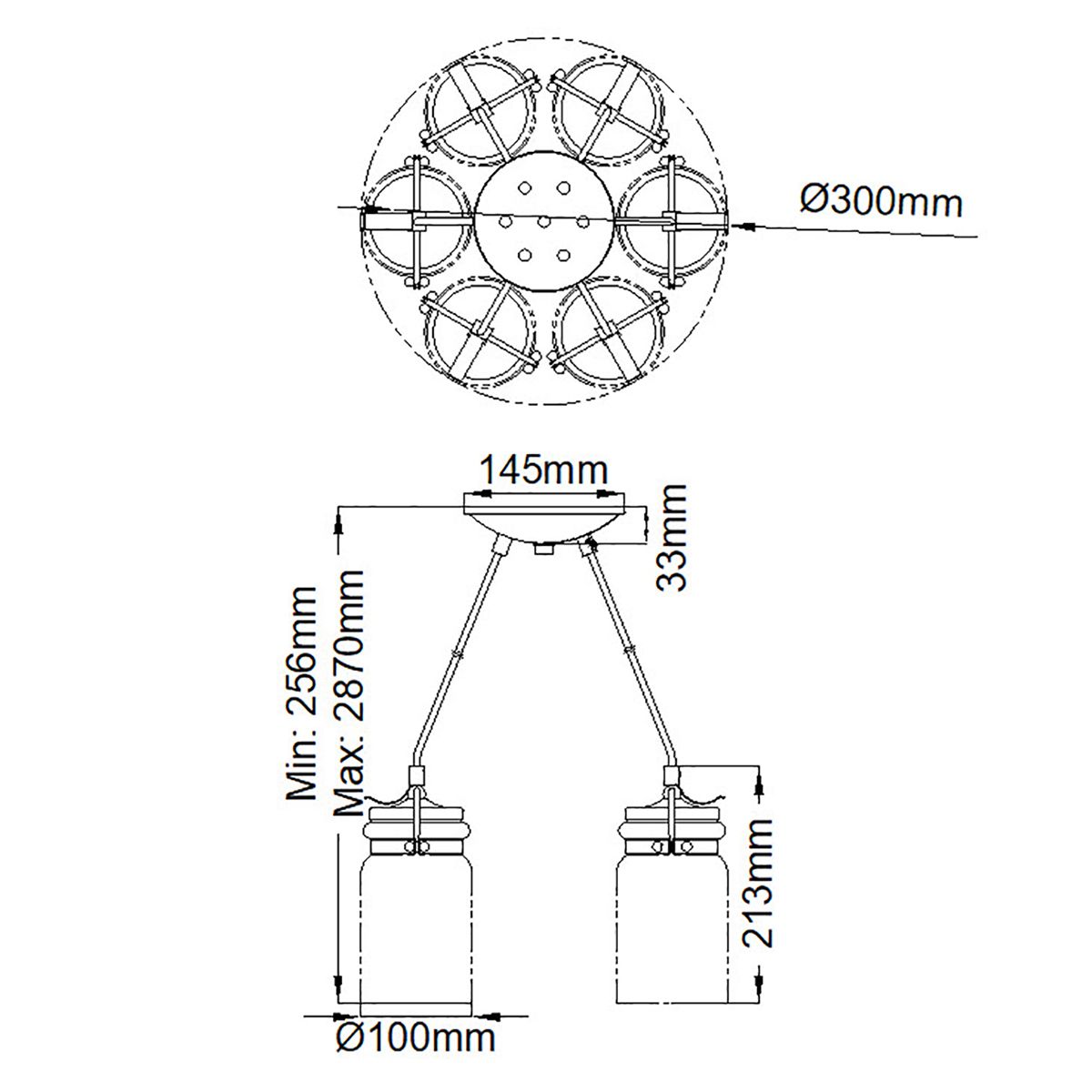 Brinley 6-flammige Pendelleuchte - Alte Bronze