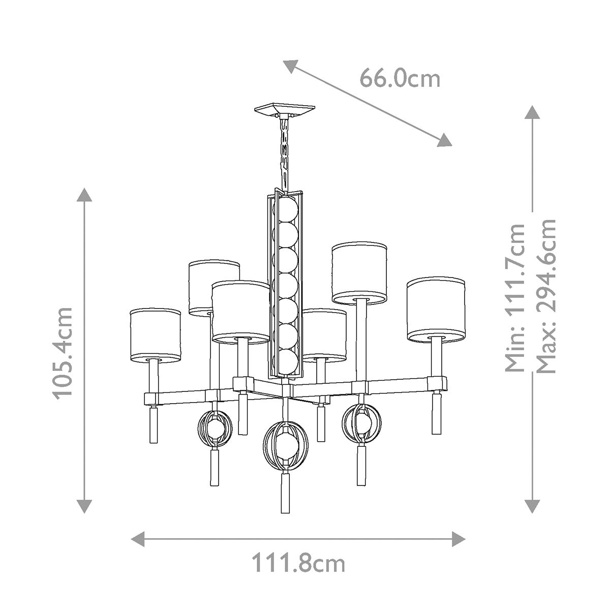 Celestial Rechteckiger Kronleuchter mit 6 Lichtern - Cambridge Bronze