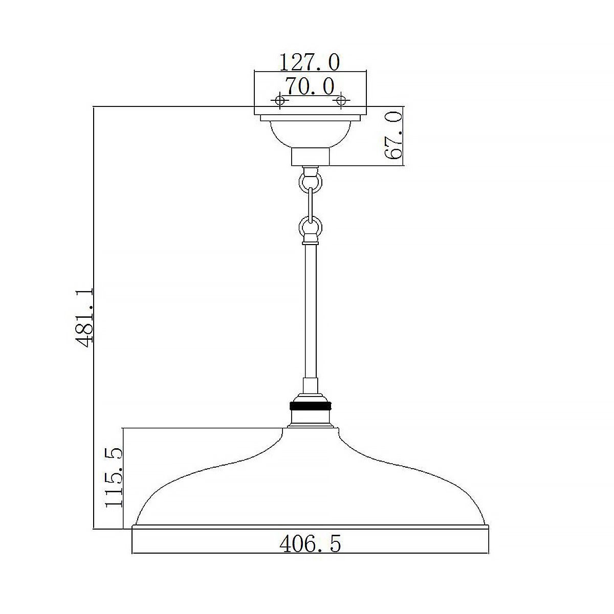 Cobson 1-flammige Pendelleuchte/Halbeinbauleuchte - Poliertes Nickel - Natürliches Messing