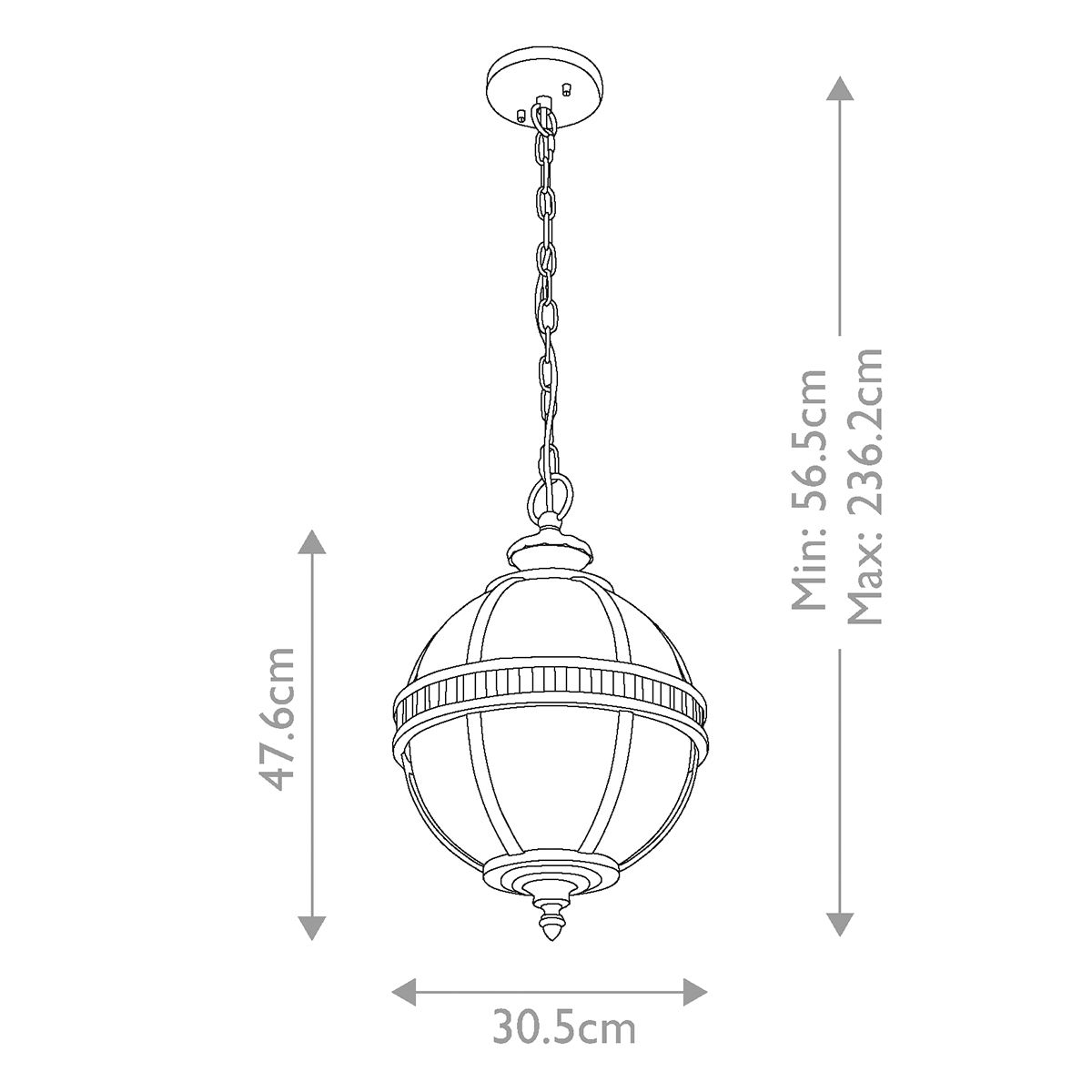 Halleron 3-Licht-Kettenlaterne - brünierte Bronze