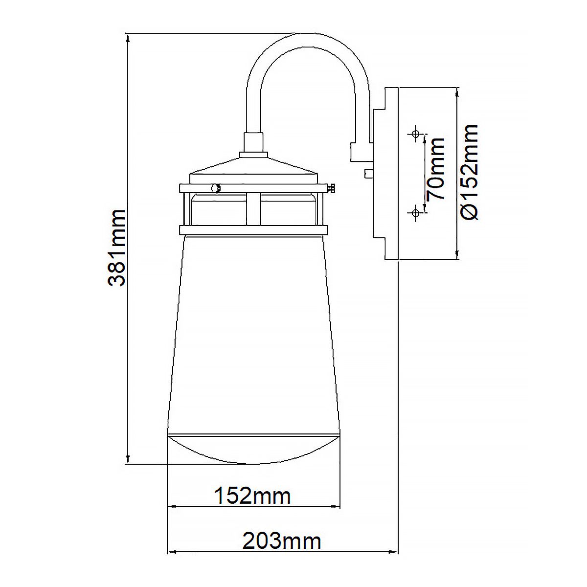 Lyndon 1-flammige mittelgroße Wandlaterne - Architektonische Bronze