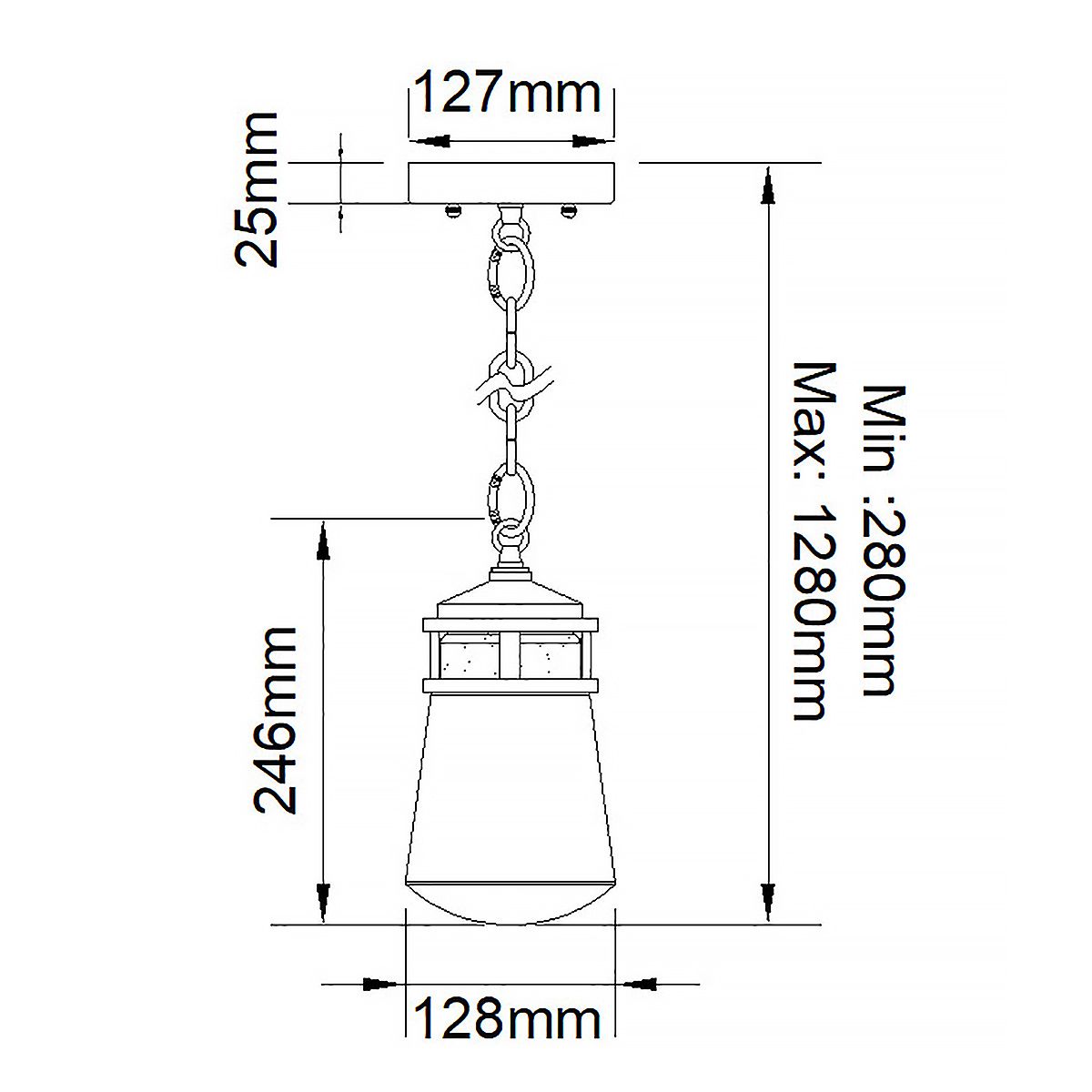 Lyndon 1-flammige kleine Kettenlaterne - Architektonische Bronze