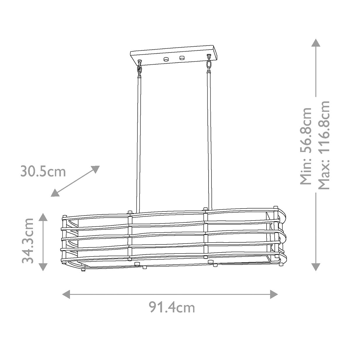 Insel-Kronleuchter Moxie mit 3 Lichtern, Cambridge Bronze